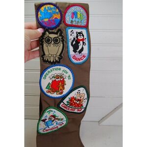 Vintage Girl Scouts Badge Sash Brown San Antonio TX USA 90's Patches